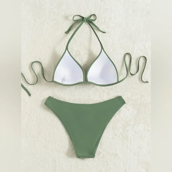 Women's Summer 2 Piece Halter Bikini Swimsuit Set Push Up Bathing Suits NWOT - Picture 2 of 7